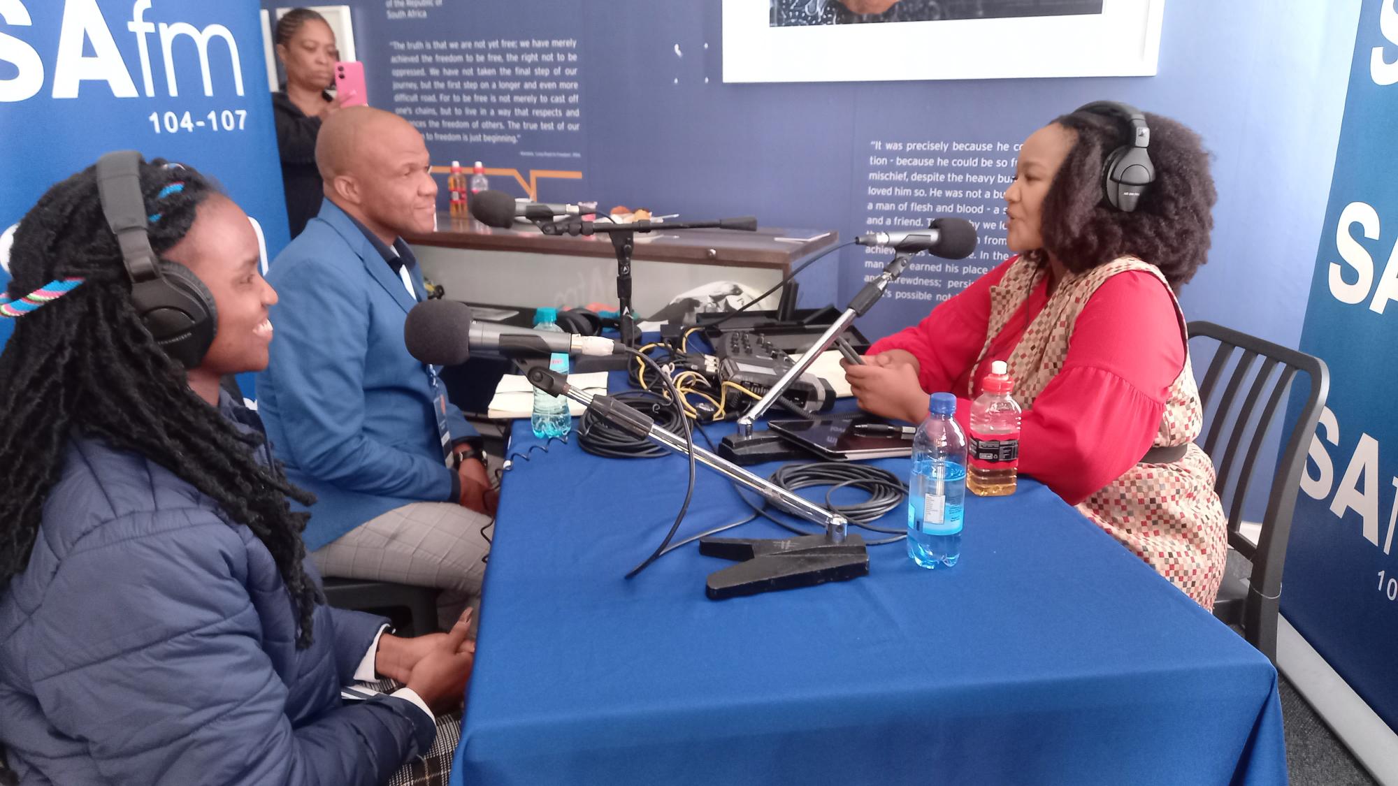 CSIR senior software engineer Crestinah Mudau being interviewed on SAfm 